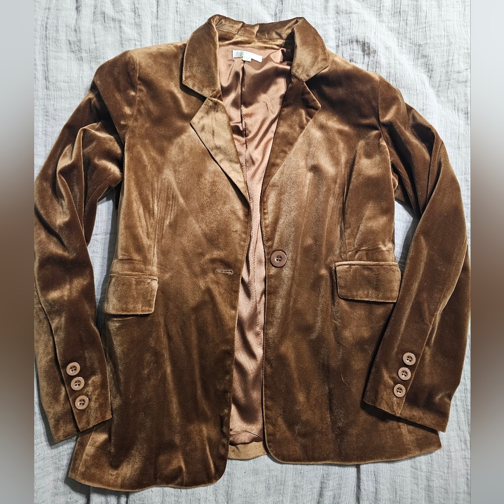 Women's Brown Velvet Blazer by Jade